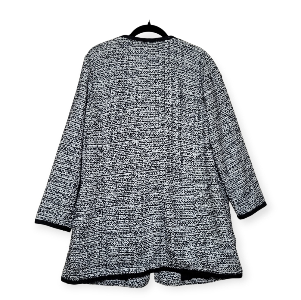 Talbots Textured Tweed Open Front Cardigan Jacket‎ Black White Women's 1X Petite - Picture 10 of 12